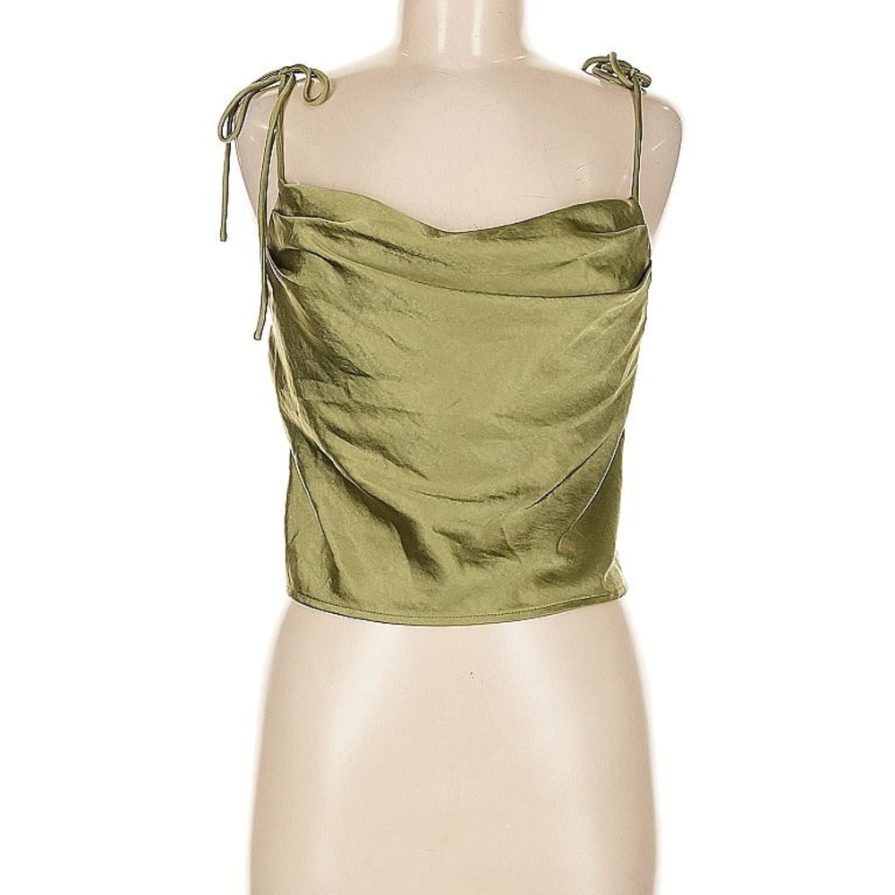 Princess Polly Sage Satin Top | Excellent Condition